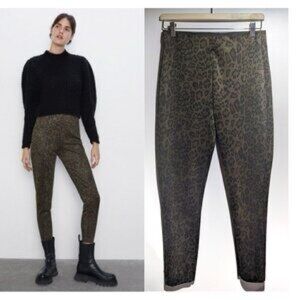 Zara Brown Leggings with High-Waisted Tapered Fit